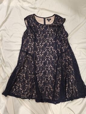 Liz Claiborne Navy Lace Overlay Dress